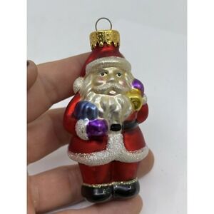 Hand Blown Glass Red Outfit  Santa Christmas Ornament